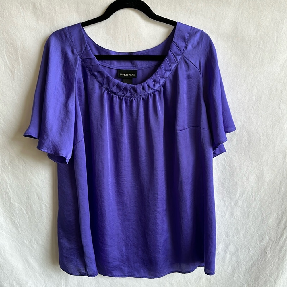 Lane Bryant purple short-sleeve blouse, size 18/20
